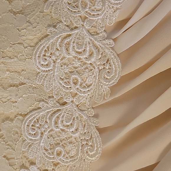 VTG RIMINI 1970s Ivory Lace Colonial Castlecore Chiffon Ruffle Bridal Dress - Picture 16 of 16